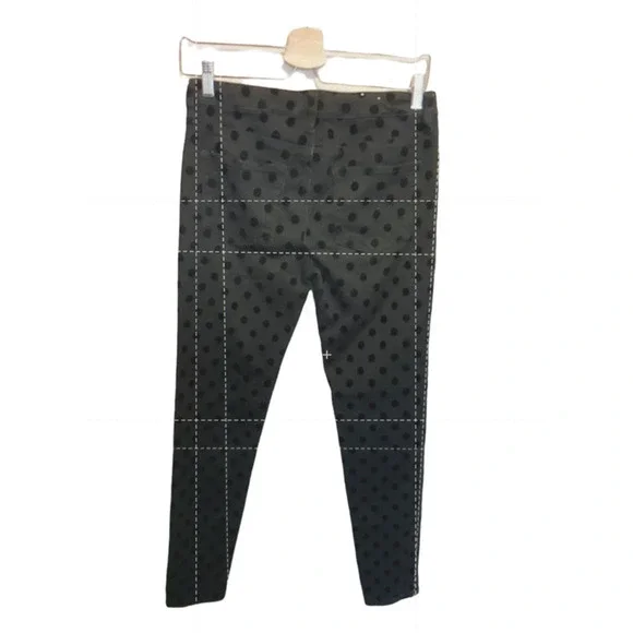Joe Fresh Jeans Black on Black Velvet Polka Dot Low Rise Stretch Zipper Everyday - Picture 9 of 11